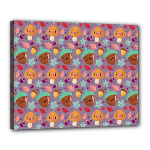 Nuts And Mushroom Pattern Canvas 20  X 16  (stretched) by designsbymallika