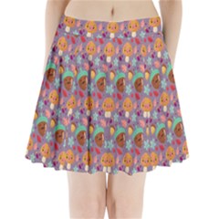 Nuts And Mushroom Pattern Pleated Mini Skirt by designsbymallika