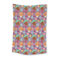 Nuts And Mushroom Pattern Small Tapestry by designsbymallika