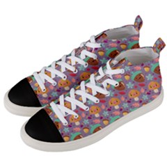 Nuts And Mushroom Pattern Men s Mid-top Canvas Sneakers by designsbymallika