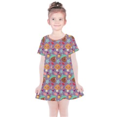 Nuts And Mushroom Pattern Kids  Simple Cotton Dress by designsbymallika