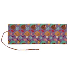 Nuts And Mushroom Pattern Roll Up Canvas Pencil Holder (m) by designsbymallika