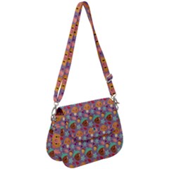 Nuts And Mushroom Pattern Saddle Handbag by designsbymallika