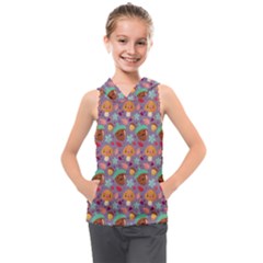 Nuts And Mushroom Pattern Kids  Sleeveless Hoodie by designsbymallika