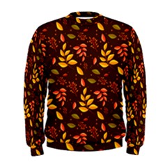 Yellow Green Orange Leaf Pattern Men s Sweatshirt by designsbymallika