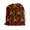 Yellow Green Orange Leaf Pattern Drawstring Pouch (2XL) View1