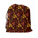 Yellow Green Orange Leaf Pattern Drawstring Pouch (2XL) View2