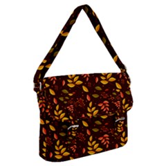 Yellow Green Orange Leaf Pattern Buckle Messenger Bag by designsbymallika