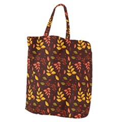 Yellow Green Orange Leaf Pattern Giant Grocery Tote by designsbymallika