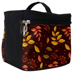 Yellow Green Orange Leaf Pattern Make Up Travel Bag (big) by designsbymallika