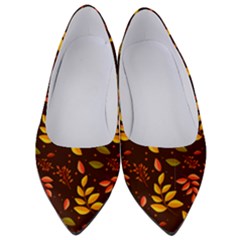 Yellow Green Orange Leaf Pattern Women s Low Heels by designsbymallika