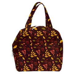 Yellow Green Orange Leaf Pattern Boxy Hand Bag by designsbymallika