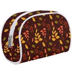 Yellow Green Orange Leaf Pattern Makeup Case (large) by designsbymallika