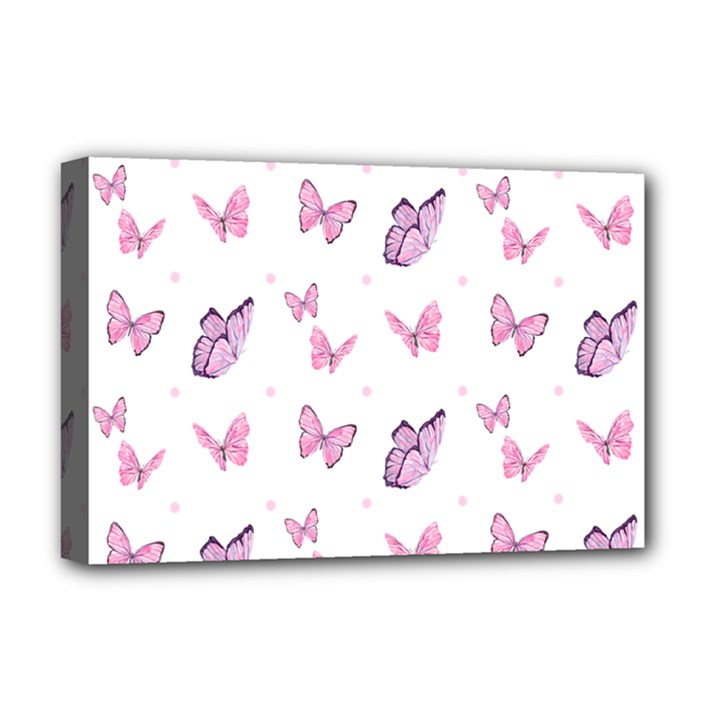 Pink Purple Butterfly Deluxe Canvas 18  x 12  (Stretched)