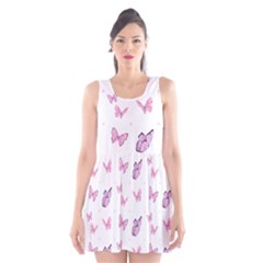 Pink Purple Butterfly Scoop Neck Skater Dress by designsbymallika