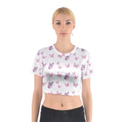 Pink Purple Butterfly Cotton Crop Top by designsbymallika