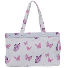 Pink Purple Butterfly Canvas Work Bag by designsbymallika