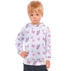 Pink Purple Butterfly Kids  Hooded Pullover by designsbymallika