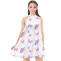 Pink Purple Butterfly Halter Neckline Chiffon Dress  View1