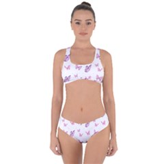 Pink Purple Butterfly Criss Cross Bikini Set by designsbymallika