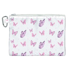 Pink Purple Butterfly Canvas Cosmetic Bag (xl) by designsbymallika