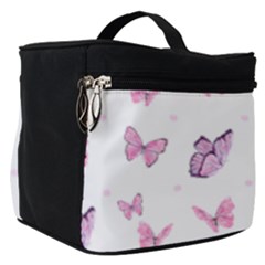 Pink Purple Butterfly Make Up Travel Bag (small) by designsbymallika