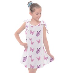 Pink Purple Butterfly Kids  Tie Up Tunic Dress by designsbymallika