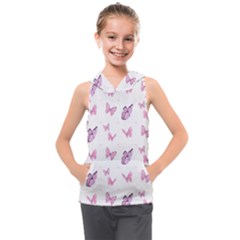 Pink Purple Butterfly Kids  Sleeveless Hoodie by designsbymallika