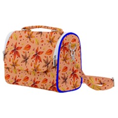 Orange Brown Leaves Satchel Shoulder Bag by designsbymallika