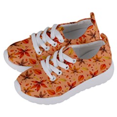 Orange Brown Leaves Kids  Lightweight Sports Shoes by designsbymallika