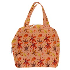 Orange Brown Leaves Boxy Hand Bag by designsbymallika