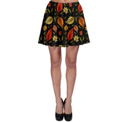 Golden Orange Leaves Skater Skirt by designsbymallika