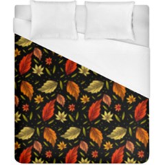 Golden Orange Leaves Duvet Cover (california King Size) by designsbymallika