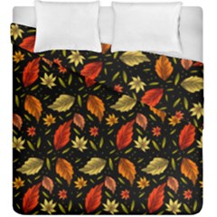 Golden Orange Leaves Duvet Cover Double Side (king Size) by designsbymallika