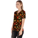 Golden Orange Leaves Women s V-Neck Scrub Top View2