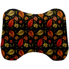 Golden Orange Leaves Head Support Cushion by designsbymallika