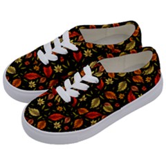 Golden Orange Leaves Kids  Classic Low Top Sneakers by designsbymallika