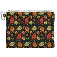 Golden Orange Leaves Canvas Cosmetic Bag (xxl) by designsbymallika