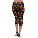 Golden Orange Leaves Lightweight Velour Capri Leggings  View2