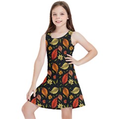 Golden Orange Leaves Kids  Lightweight Sleeveless Dress by designsbymallika