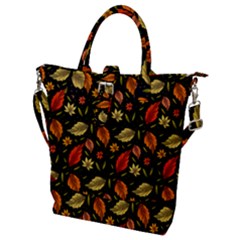 Golden Orange Leaves Buckle Top Tote Bag by designsbymallika