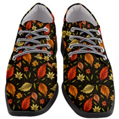 Golden Orange Leaves Women Heeled Oxford Shoes by designsbymallika