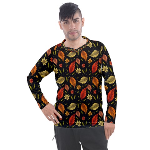 Golden Orange Leaves Men s Pique Long Sleeve Tee by designsbymallika