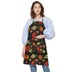 Golden Orange Leaves Pocket Apron by designsbymallika