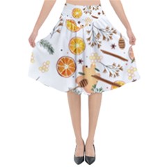 Honey Bee Pattern Flared Midi Skirt by designsbymallika