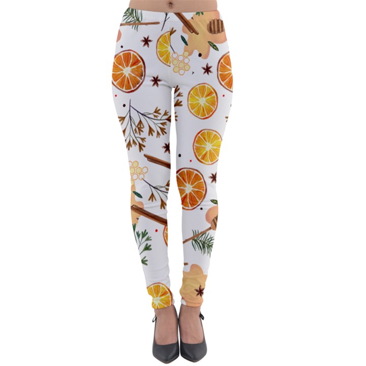 Honey Bee Pattern Lightweight Velour Leggings