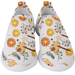 Honey Bee Pattern Kids  Slip On Sneakers by designsbymallika