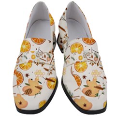 Honey Bee Pattern Women s Chunky Heel Loafers by designsbymallika