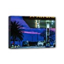 Night Scene Gas Station Building, Montevideo, Uruguay Mini Canvas 6  x 4  (Stretched) View1