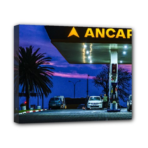 Night Scene Gas Station Building, Montevideo, Uruguay Canvas 10  X 8  (stretched) by dflcprintsclothing